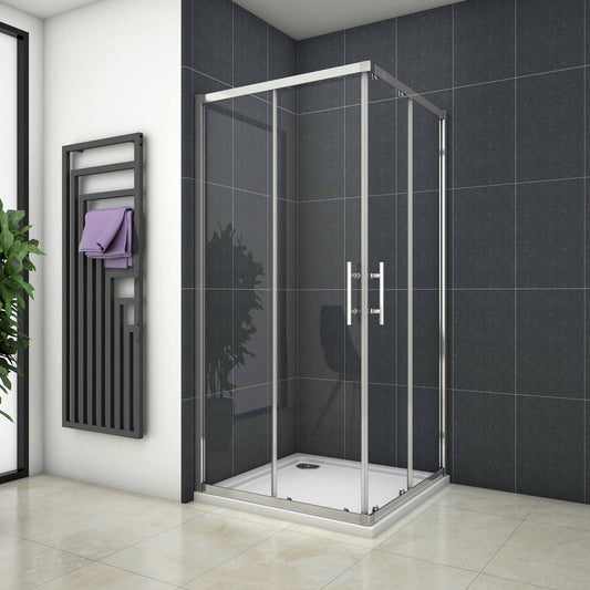 Mampara Esquinera Puertas Correderas 5mm Cromado Altura 185cm