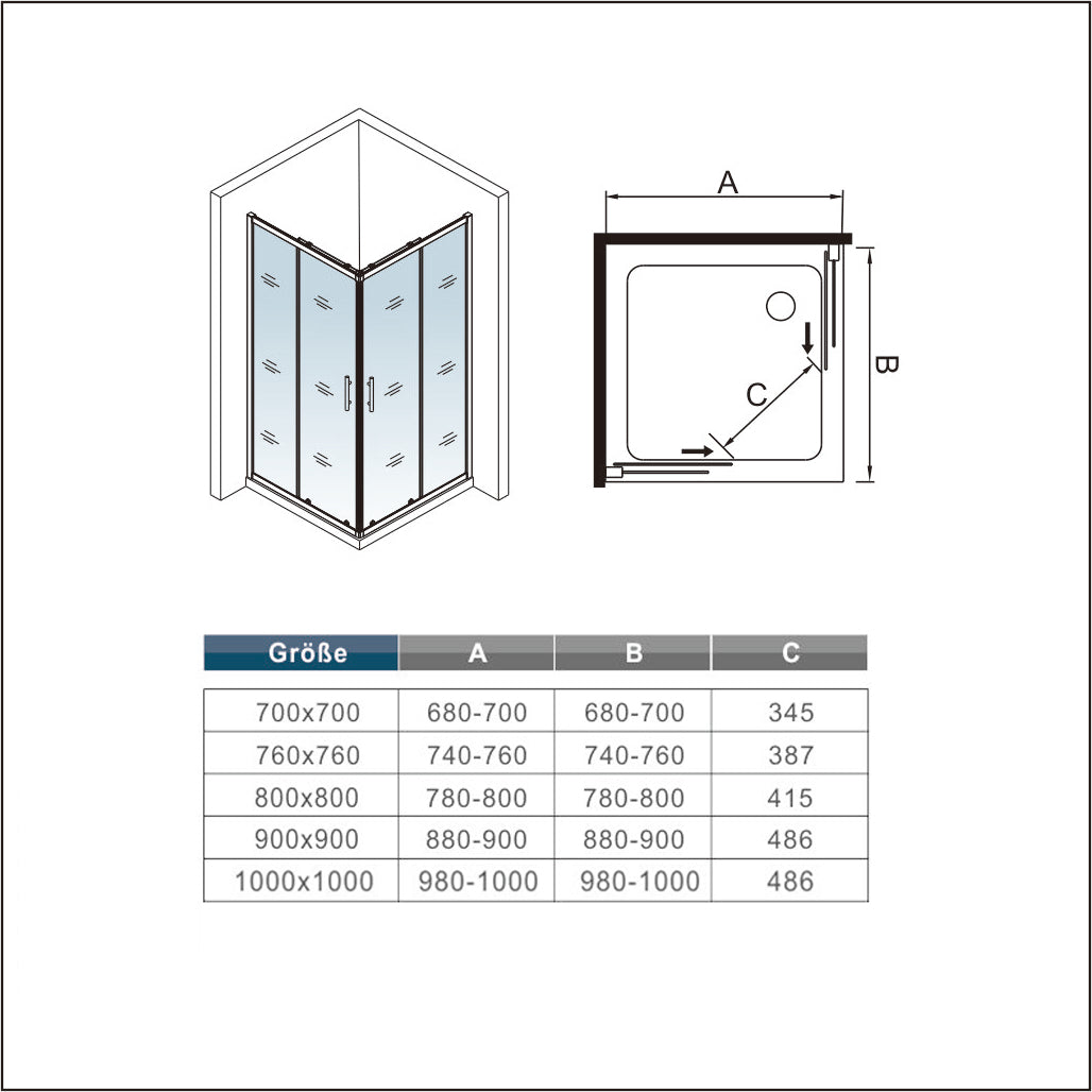 Mampara Esquinera Puertas Correderas 5mm Cromado Altura 185cm
