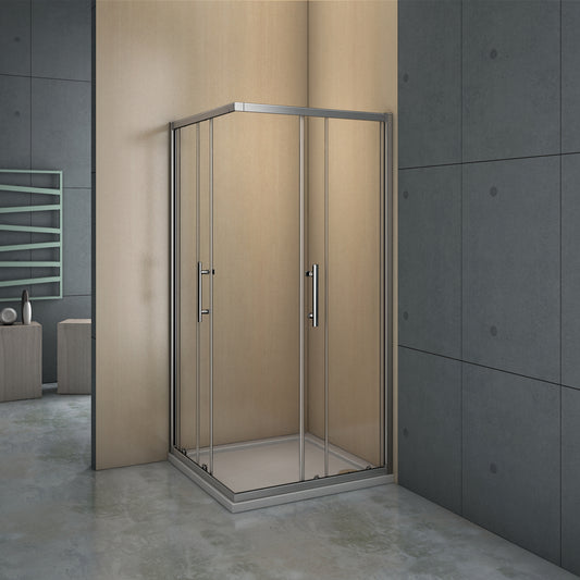 Mampara de ducha angular - 2 Fijas + 2 Correderas, Puertas Correderas