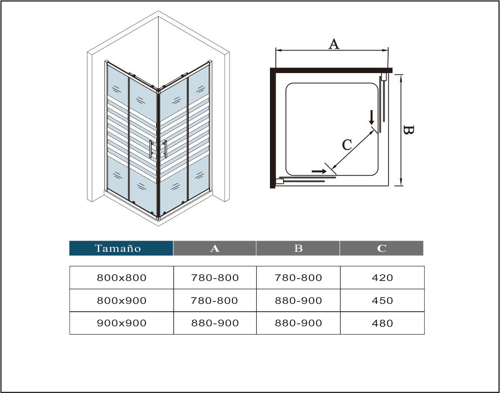 liquidacion Mamparas de ducha corrediza Puertas vidrio Serigrafiada cristal 5mm(80/90 x 195 cm)