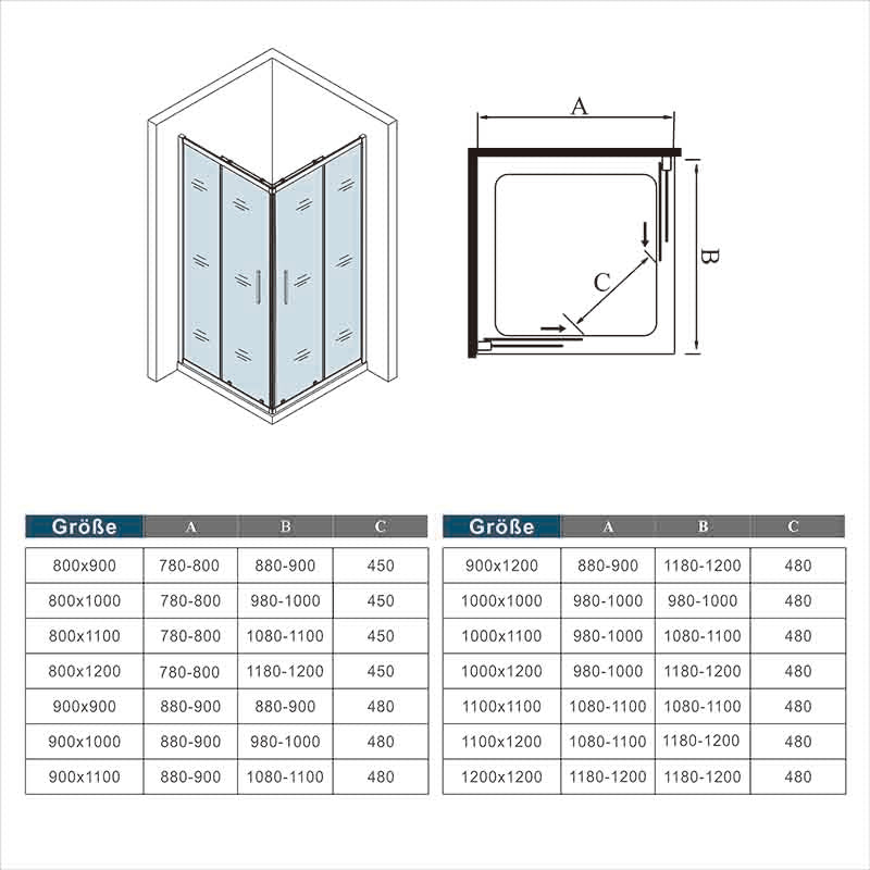 liquidacion Mampara de Ducha Angular cabina de ducha mampara de ducha cuadrada Puerta Corredera Cristal 5 MM perfilería gris mate + Plato de Ducha