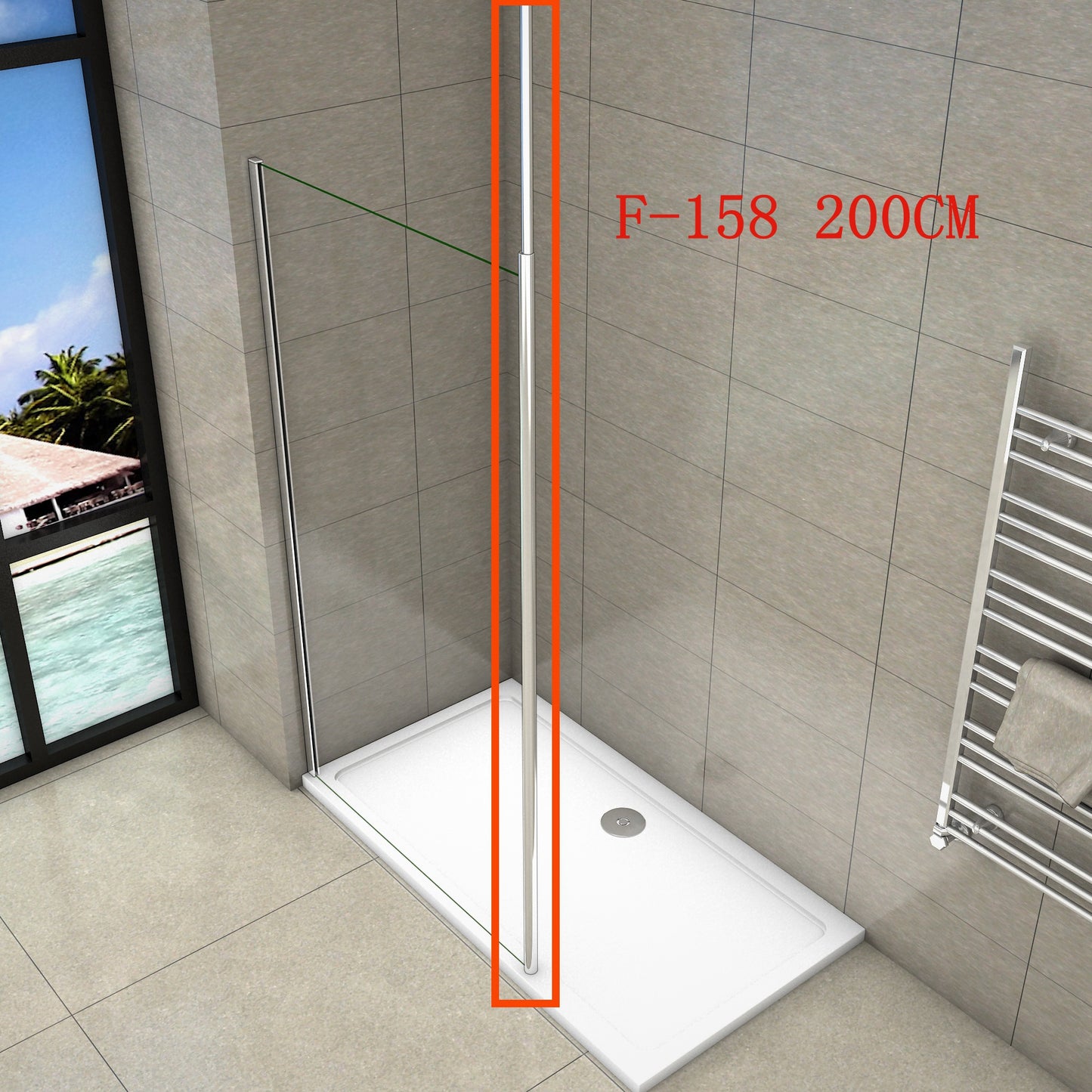 Barra de Fijación para Mamparas de Ducha Barra de soporte 200cm