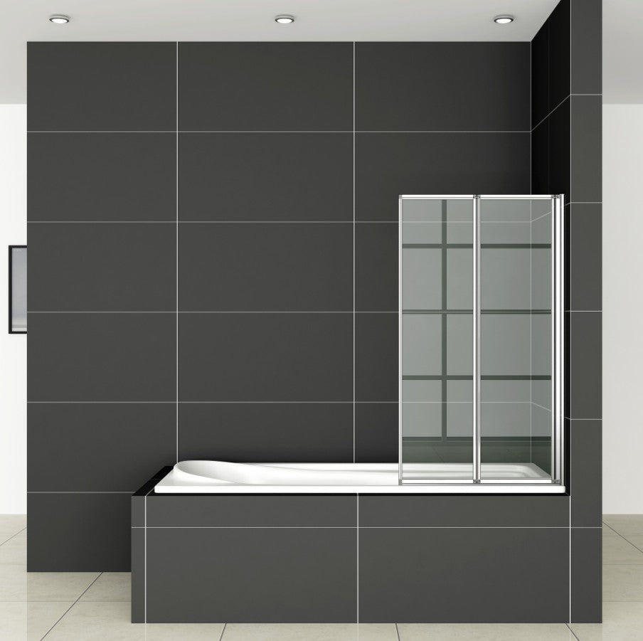 liquidacion Mamparas Bañera Tina Pantalla Cristal 4mm Biombo 2 veces Plegable vidrio templado Baño Ducha 120x140cm