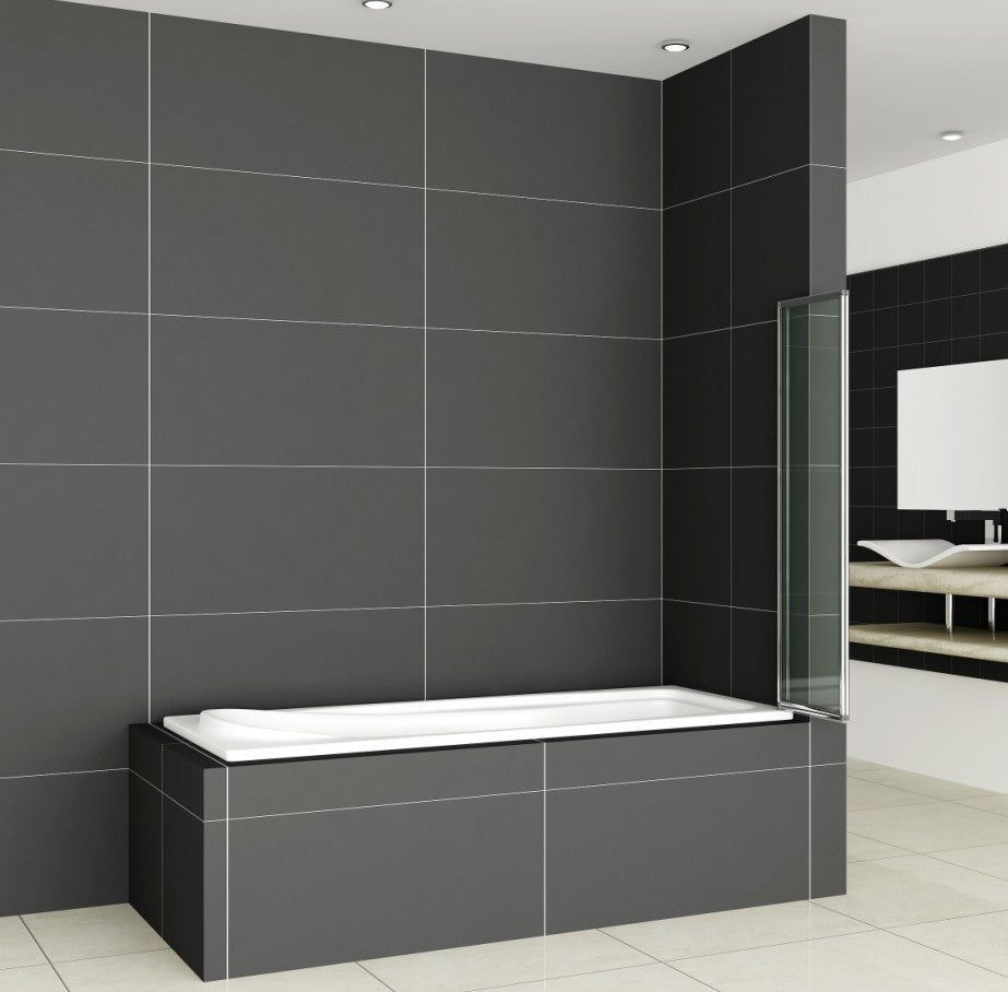 liquidacion Mamparas Bañera Tina Pantalla Cristal 4mm Biombo 2 veces Plegable vidrio templado Baño Ducha 120x140cm