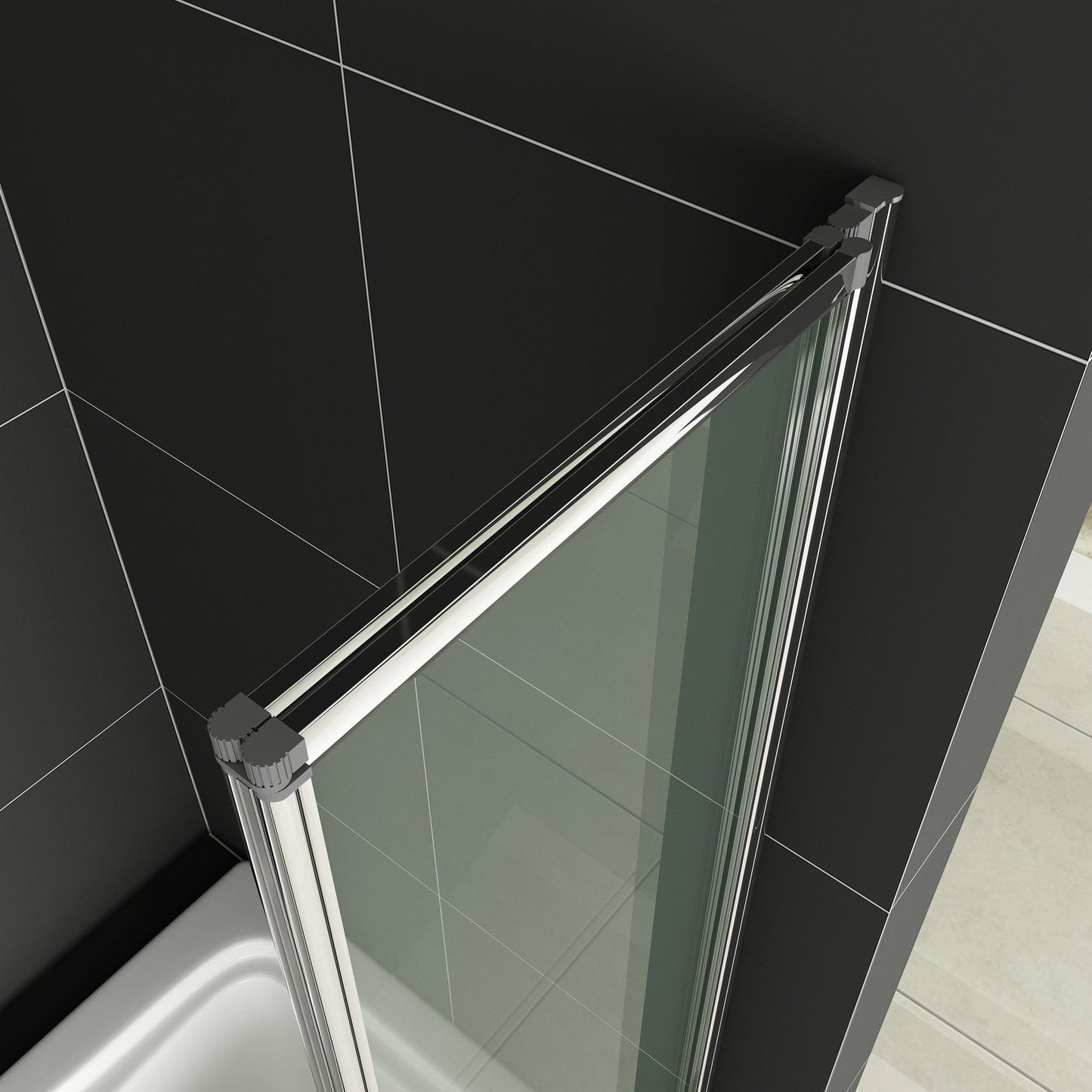 liquidacion Mamparas Bañera Tina Pantalla Cristal 4mm Biombo 2 veces Plegable vidrio templado Baño Ducha 120x140cm