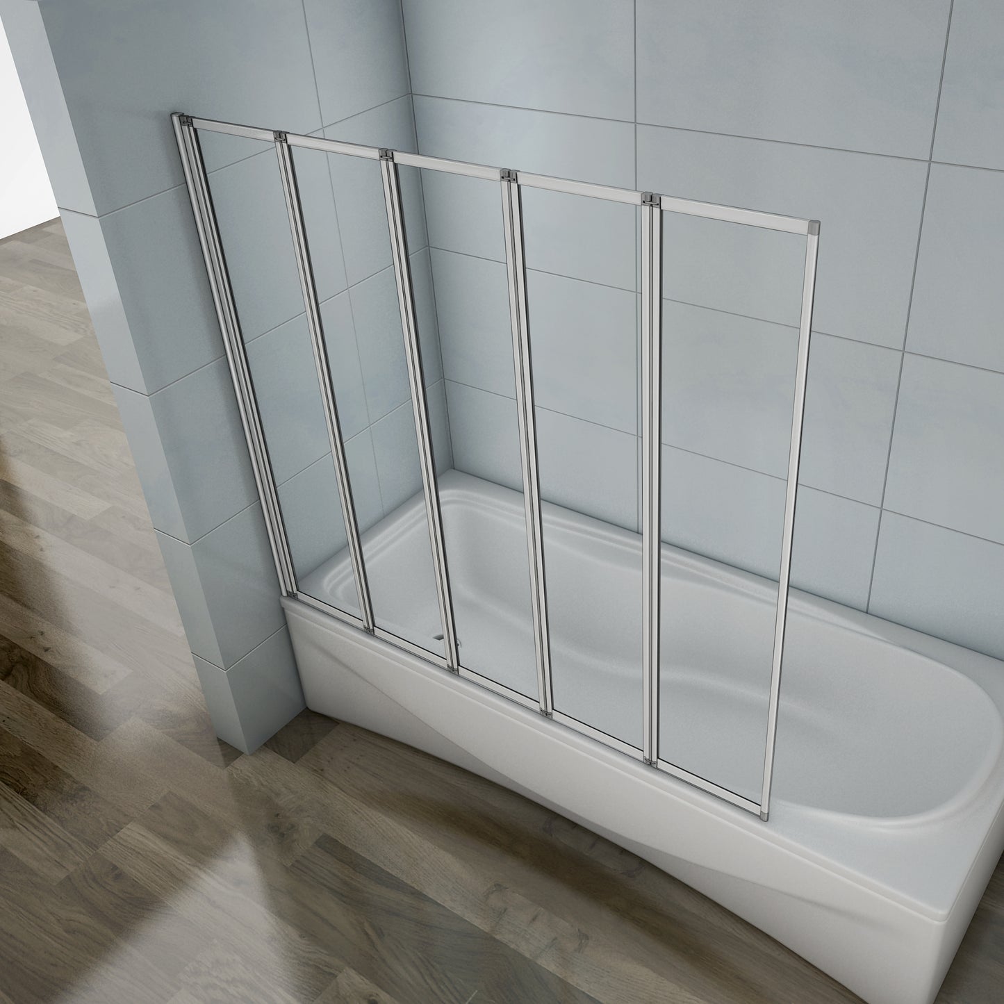 Pared plegable de bañera, Mampara de Cristal para Ducha Cristal 4mm 120x140cm Perfil Gris Mate