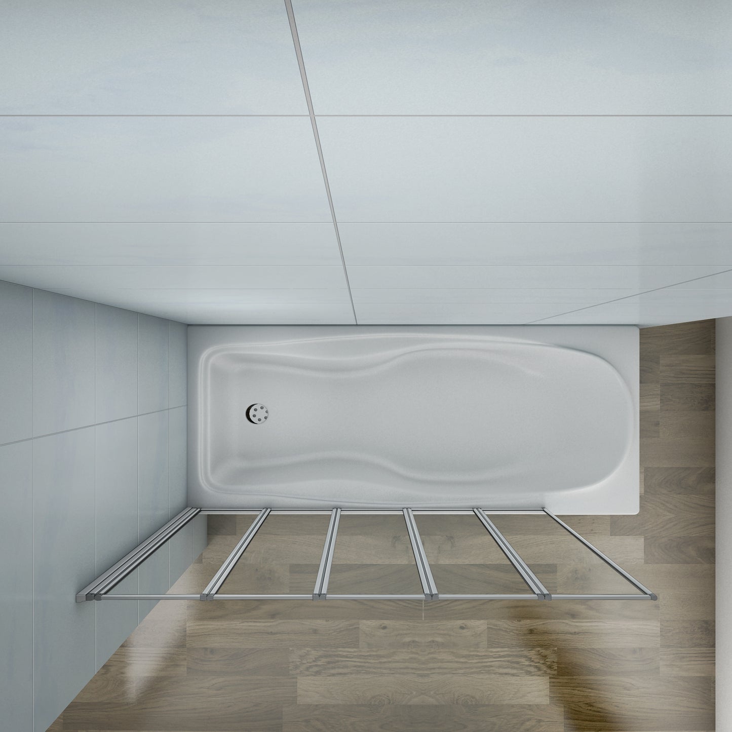 Pared plegable de bañera, Mampara de Cristal para Ducha Cristal 4mm 120x140cm Perfil Gris Mate
