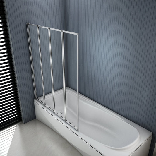 Mamparas de Bañera Biombo Plegable Cristal 4mm Cromado - 4 cristale plegable 100x140cm