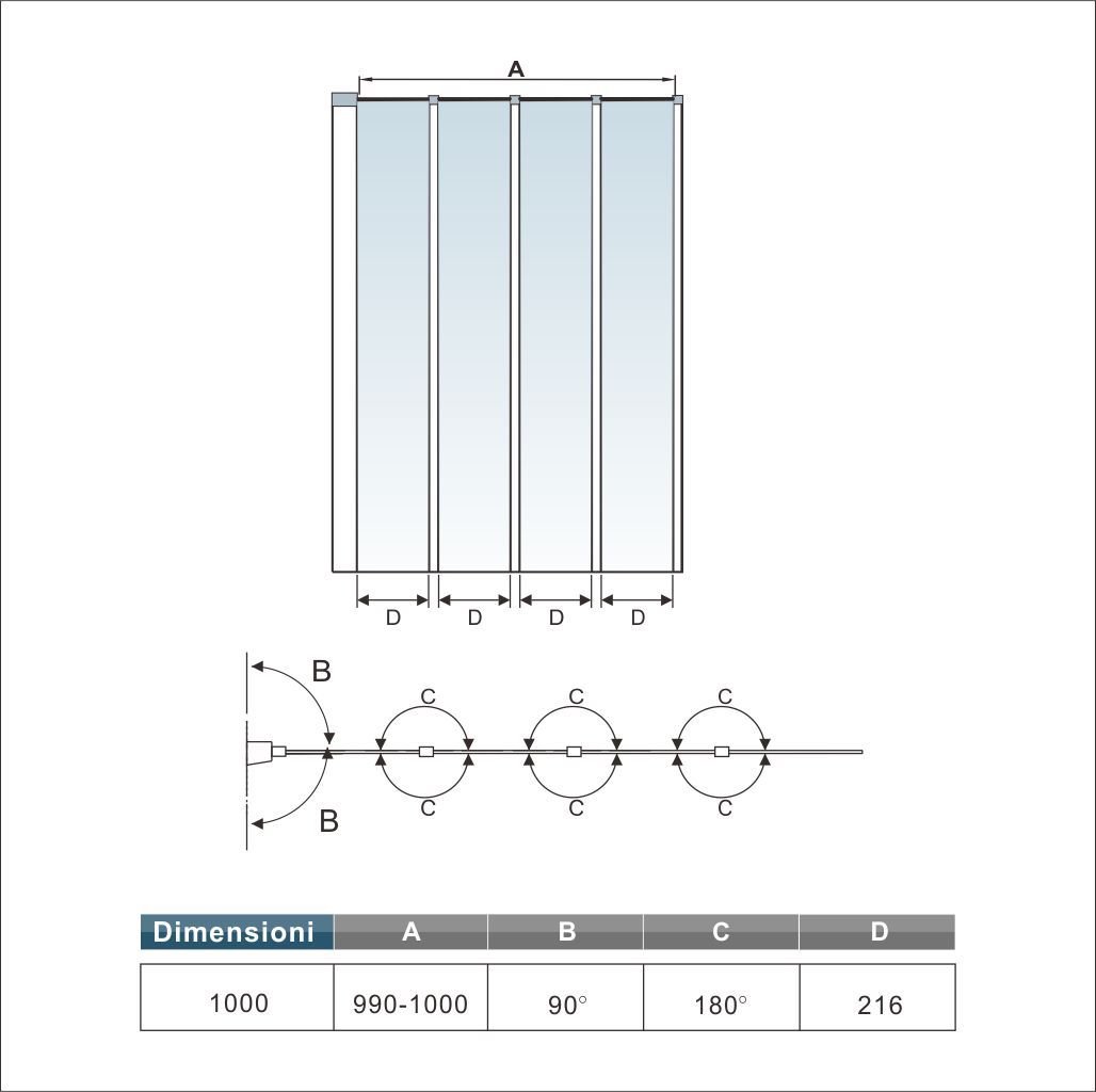 Mamparas de Bañera Biombo Plegable Cristal 4mm Cromado - 4 cristale plegable 100x140cm