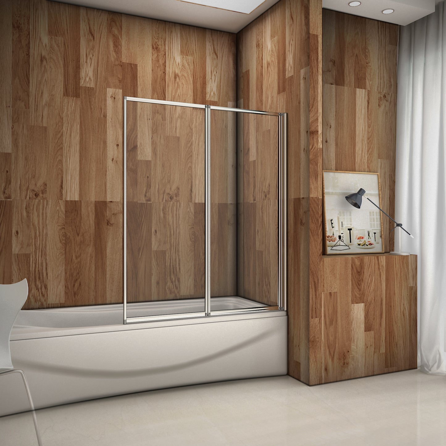 liquidacion Mampara Pared Plegable de Bañera Cristal 4 mm 120x140cm 120x140cm