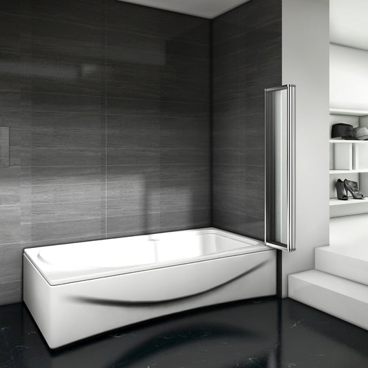 Mamparas Tina Bañera Pantalla Cristal 4mm Biombo 5 veces Plegable vidrio templado Baño Ducha 120x140cm