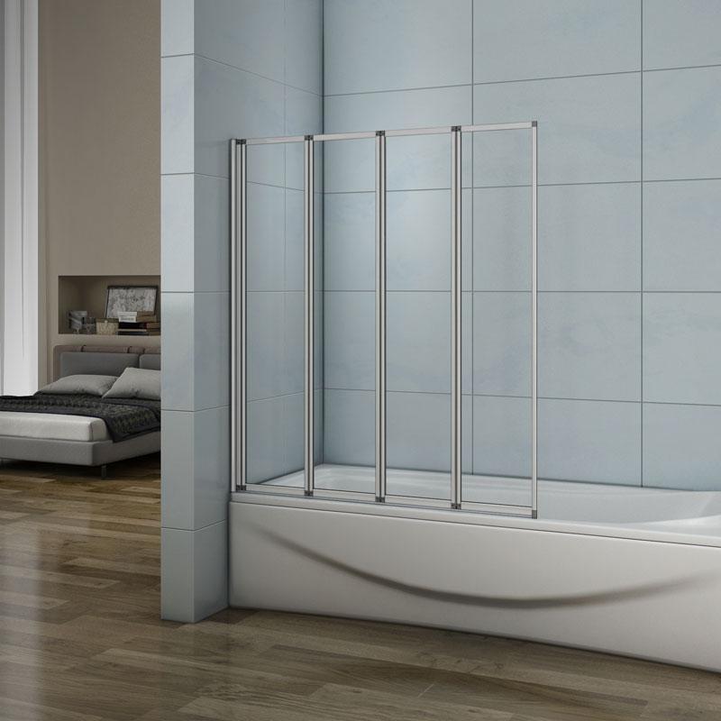 Mamparas de Bañera Biombo Plegable Cristal 4mm Gris Mate - 4 cristale plegable