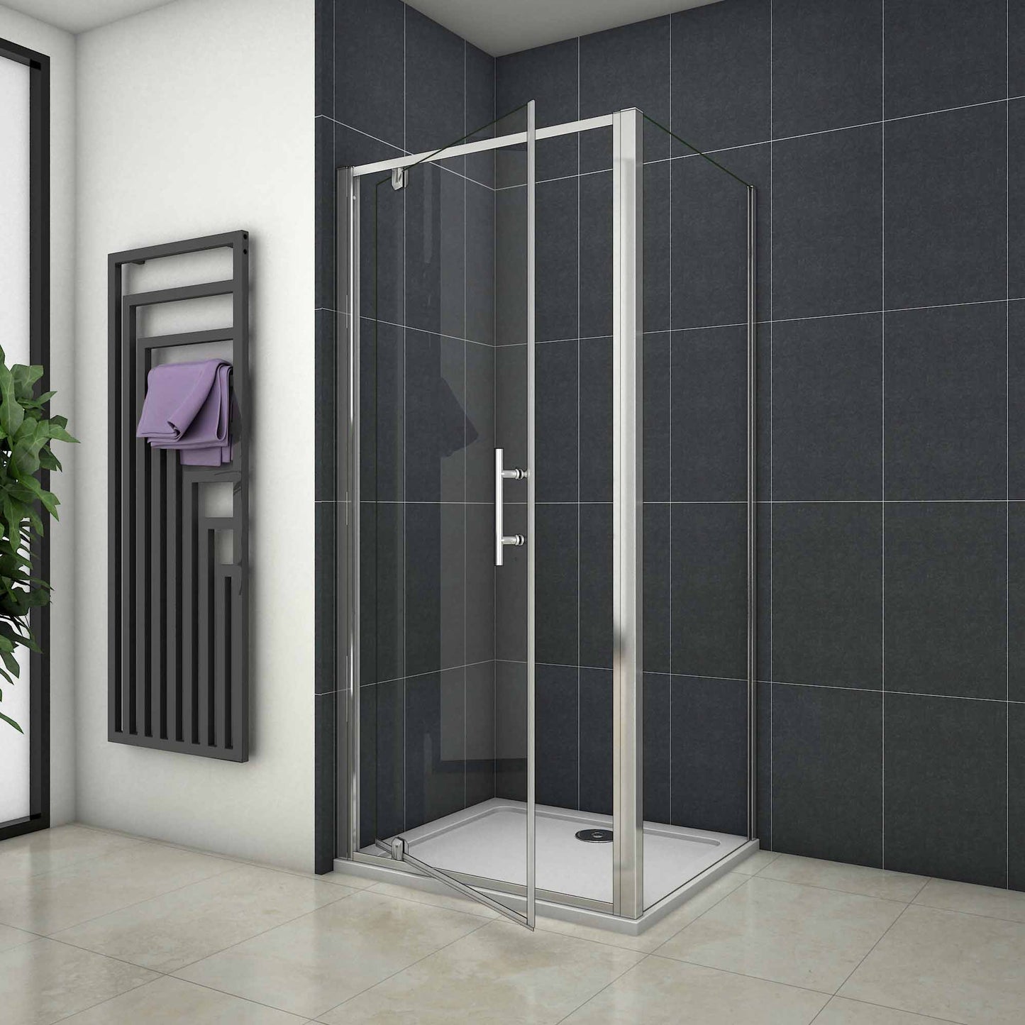 Mampara de Ducha Angular Puerta Abatible Cristal 6 MM