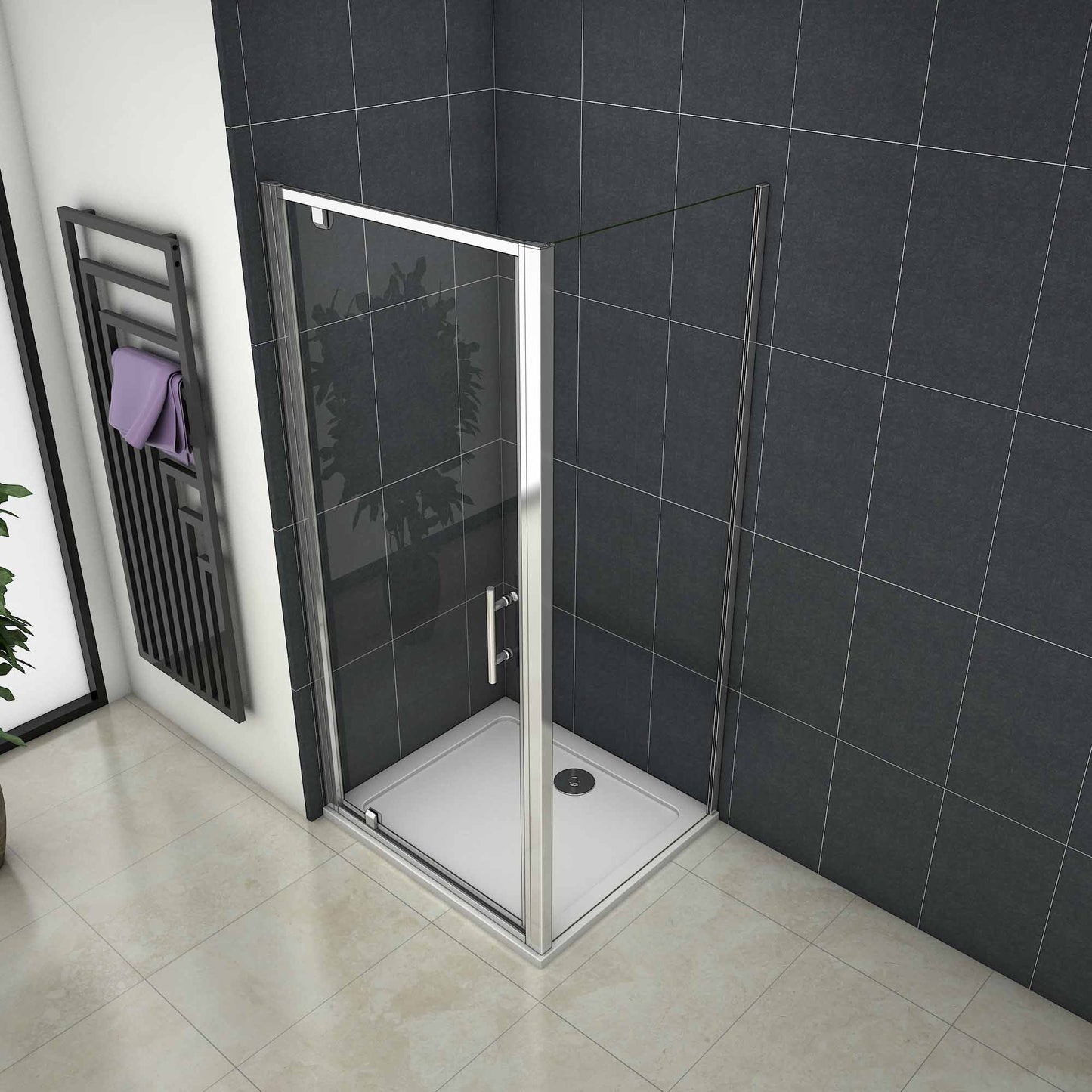 Mampara de Ducha Angular Puerta Abatible Cristal 6 MM