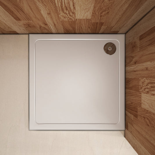 Plato de ducha Resina Blanco, Extraplano, Cuadrado 90x90cm