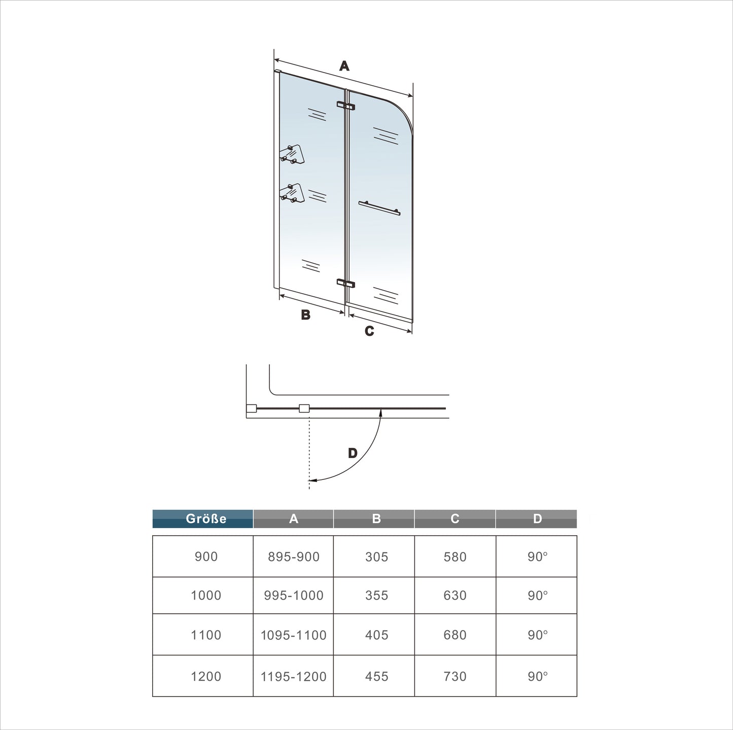 Mamparas Baño Pantalla para Bañera de vidrio templado 5 mm