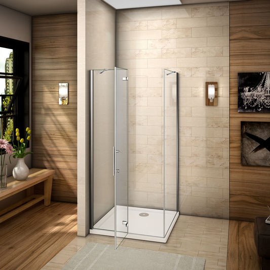 Mamparas Angular Plegable 6mm + Panel Fijo 5mm Antical 100x76cm