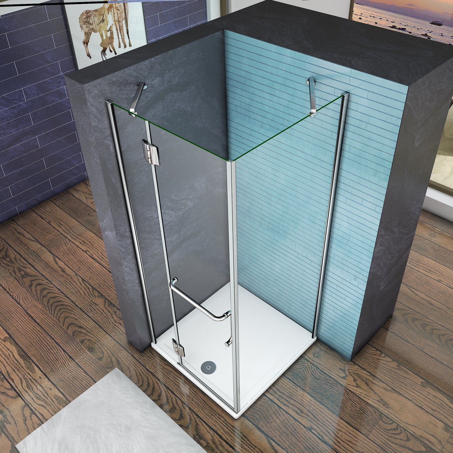 Mampara Pantalla de ducha de bisagra 6mm Con tratamiento antical vidrio
