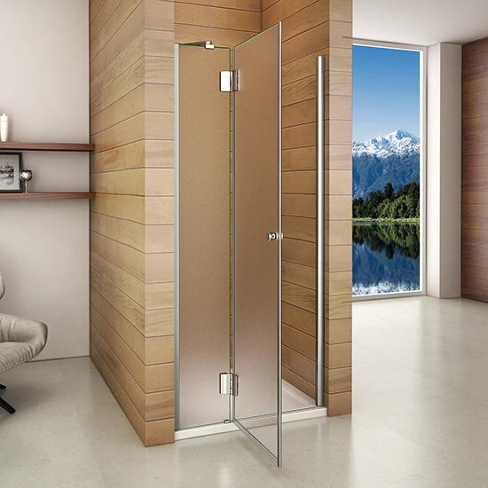 liquidacion Mampara Pantalla de ducha cristal opaco angular de bisagra 8mm con tratamiento antica