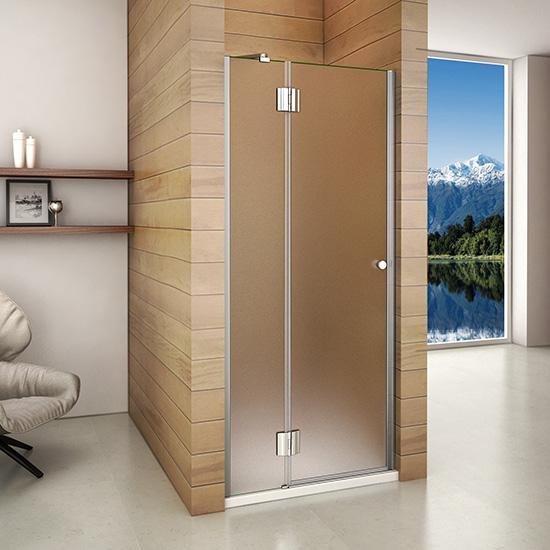 liquidacion Mampara Pantalla de ducha cristal opaco angular de bisagra 8mm con tratamiento antica