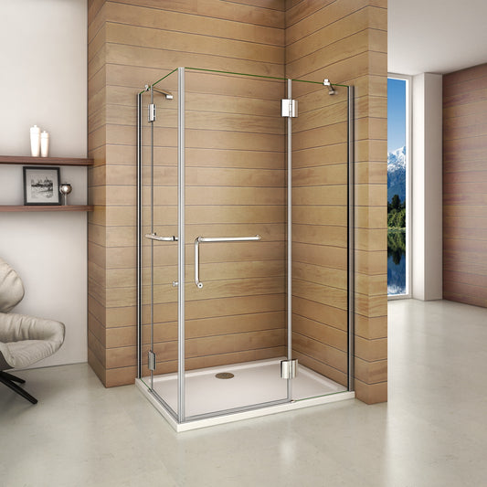 liquidacion Mampara Pantalla de ducha angular de bisagra 8mm con tratamiento antical 120x80cm
