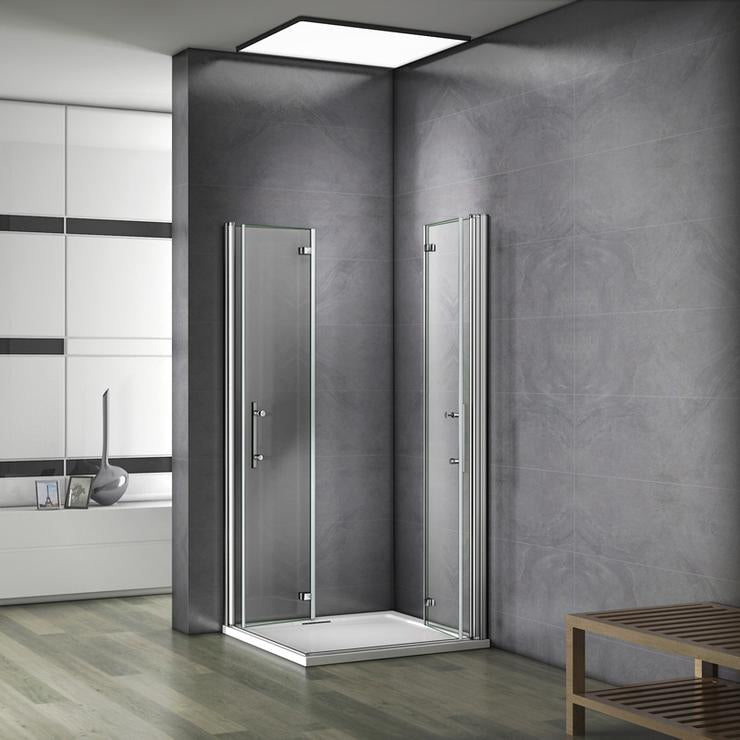 Mamparas Ducha Angular Doble Puerta Plegable 6mm Antical + Plato de Ducha