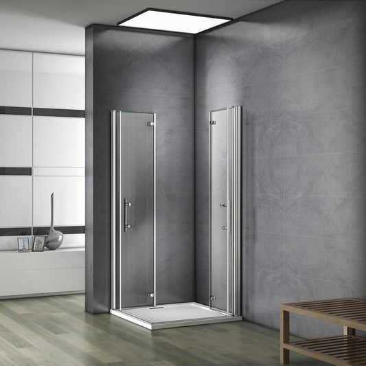 Mamparas Ducha Angular Doble Puerta Plegable 6mm Antical + Plato de Ducha
