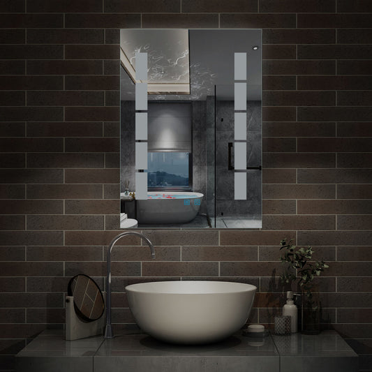 Espejo de Baño LED(Luz Fría) con Dos Interruptores Táctiles + Antiniebla