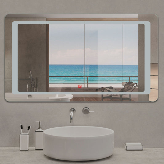 Espejo de Baño con Iluminación LED Luz(Brillo LED Envolvente) Interruptor Táctil con Antiniebla Montado en Pared