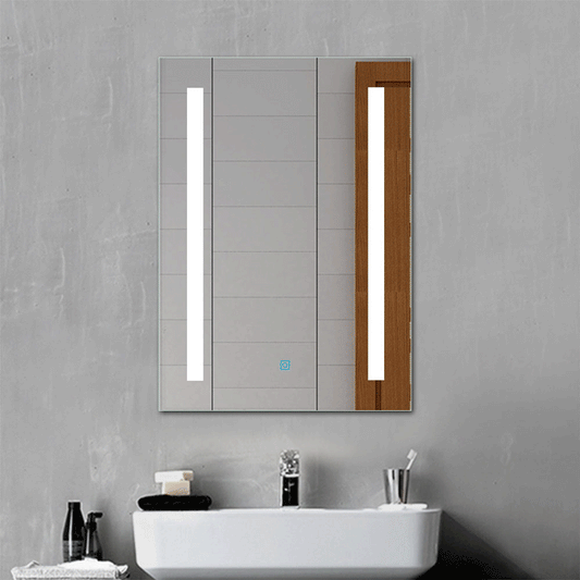 Espejo con luz LED para baño con antivaho / táctil / vertical / luz blanca