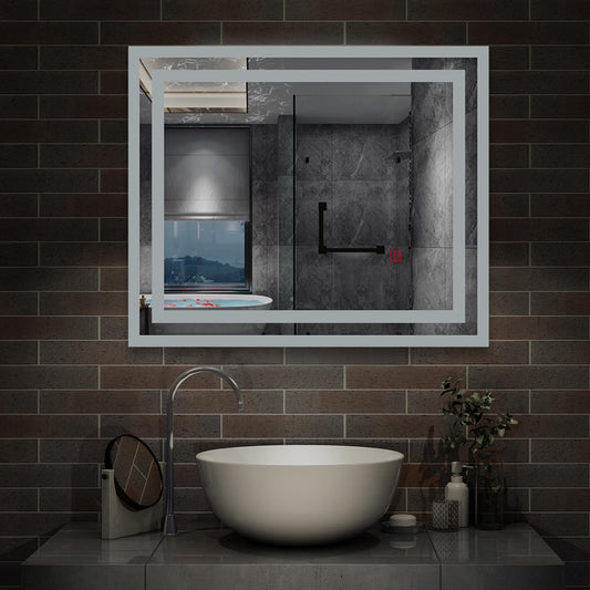 Espejo de Baño con LED Lucimiento Blaco Frío + Interruptor táctil. Espejo de Ducha/Maquillar sin Empañamiento