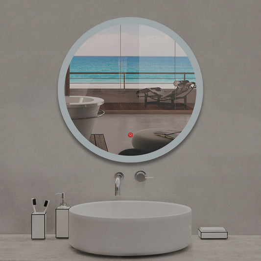 60×60CM Espejo Redondo de Baño con Iluminación Led Interruptor Táctil Espejo de Pared con Función Antivaho