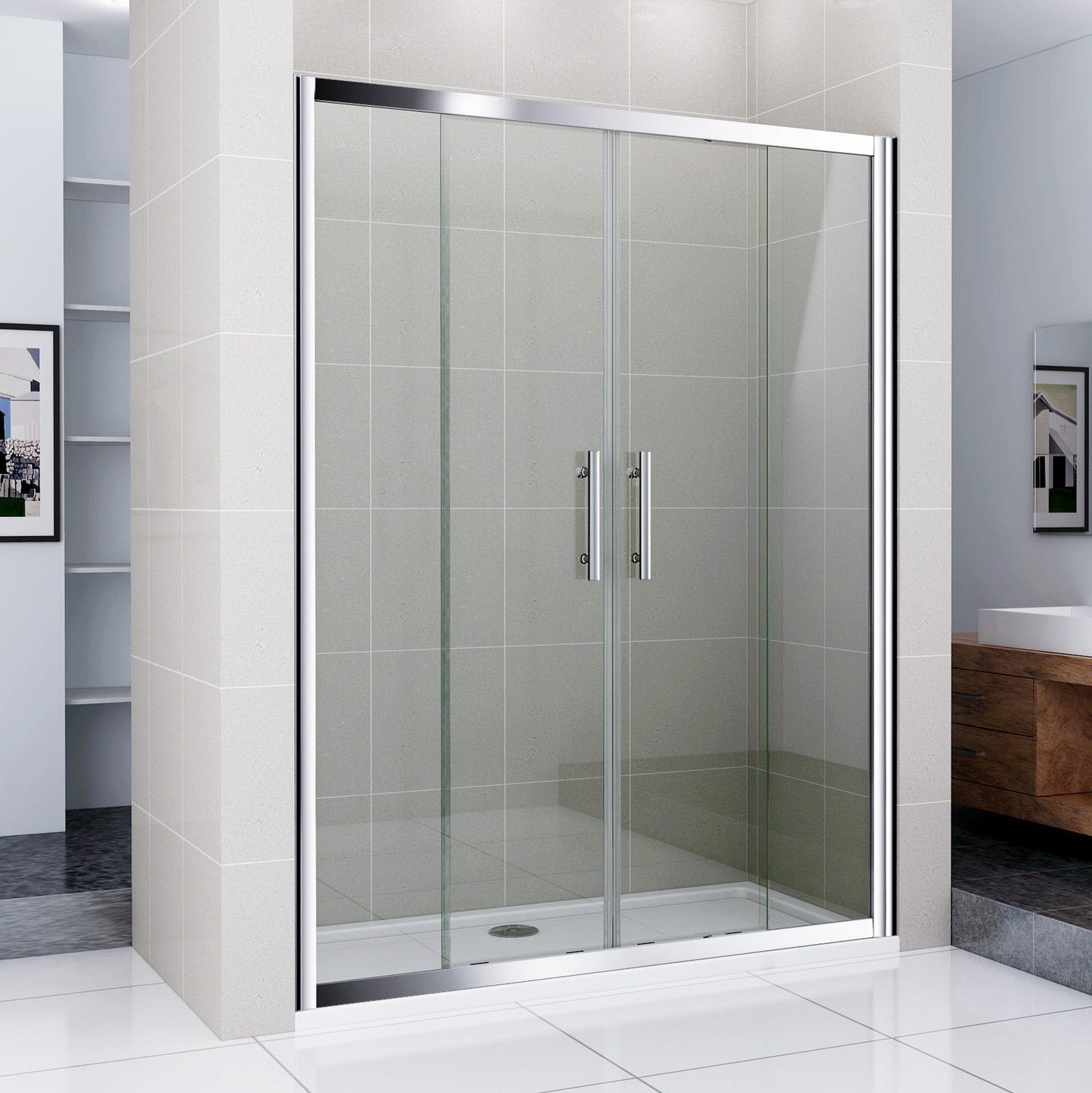 Mamparas de Baño Puertas corrediza dobles cristal 6mm 170x185cm