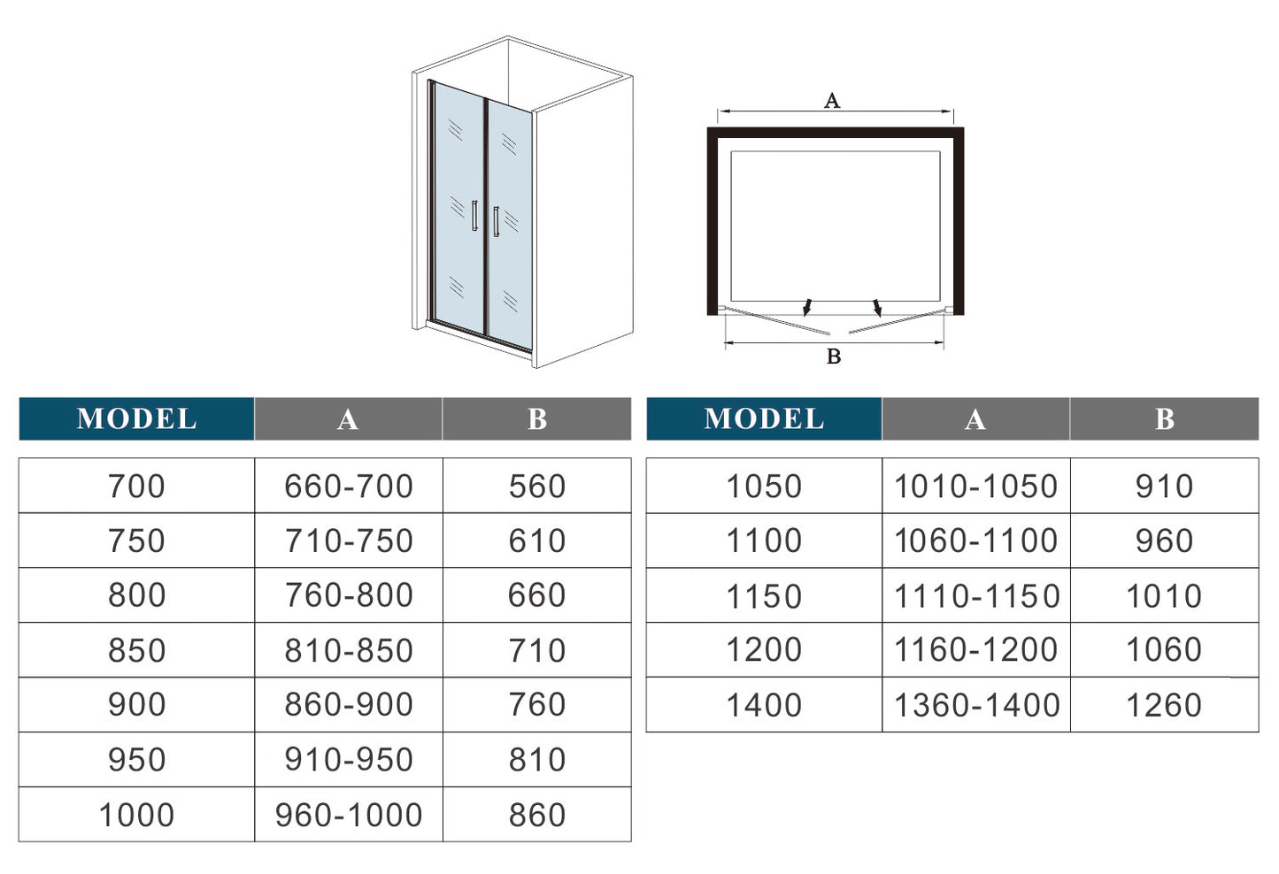 Mamparas de Ducha Puerta Abatible Doble 5mm Altura 185cm