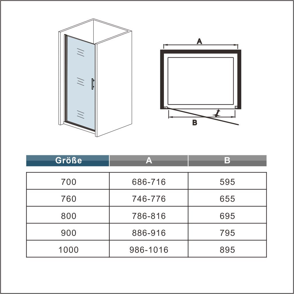 Mamparas de Ducha Puerta sencilla de Baño cristal 6mm Easyclean