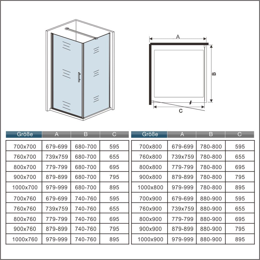 Mamparas Puerta Giratoria + Panel Fijo 6mm Pantalla de Ducha para Baño