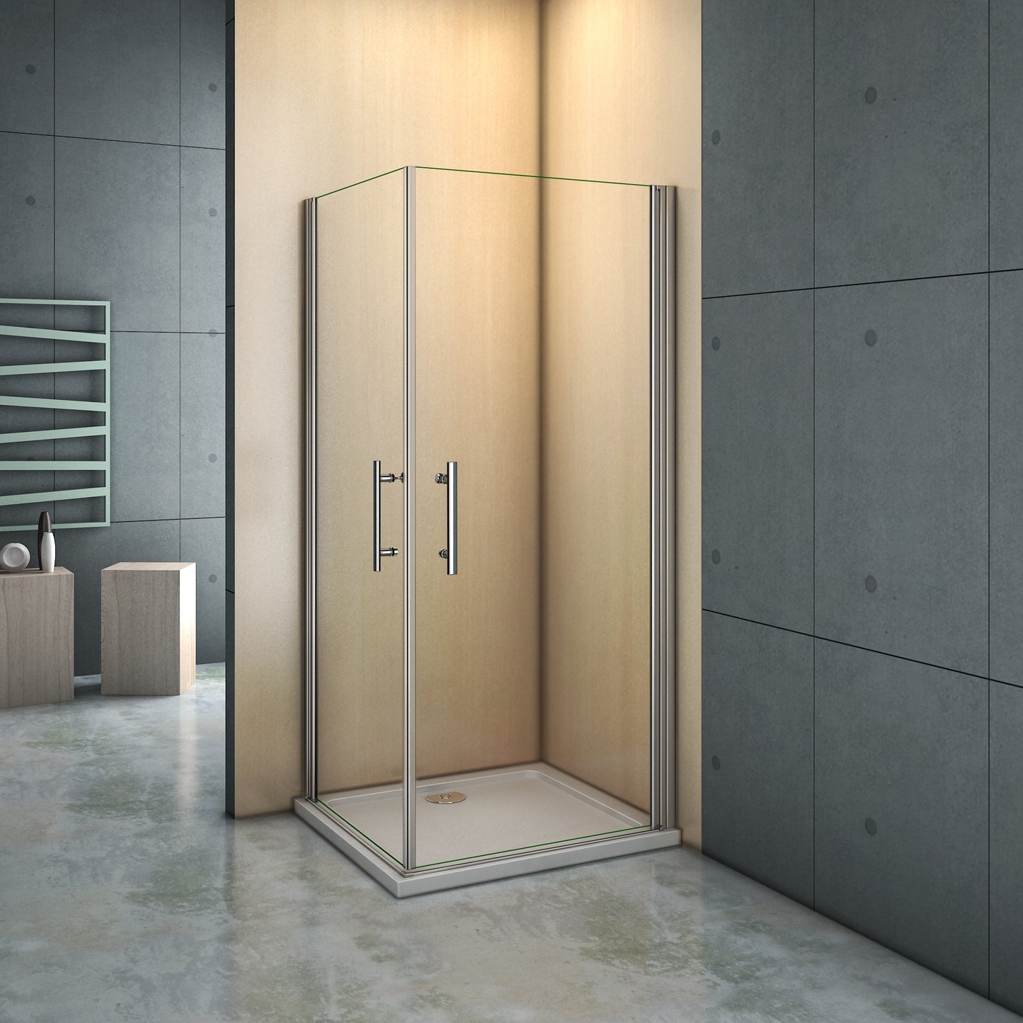 Mamparas de Ducha Angular Doble Puerta Abatible Antical Cristal 5mm 80x80cm