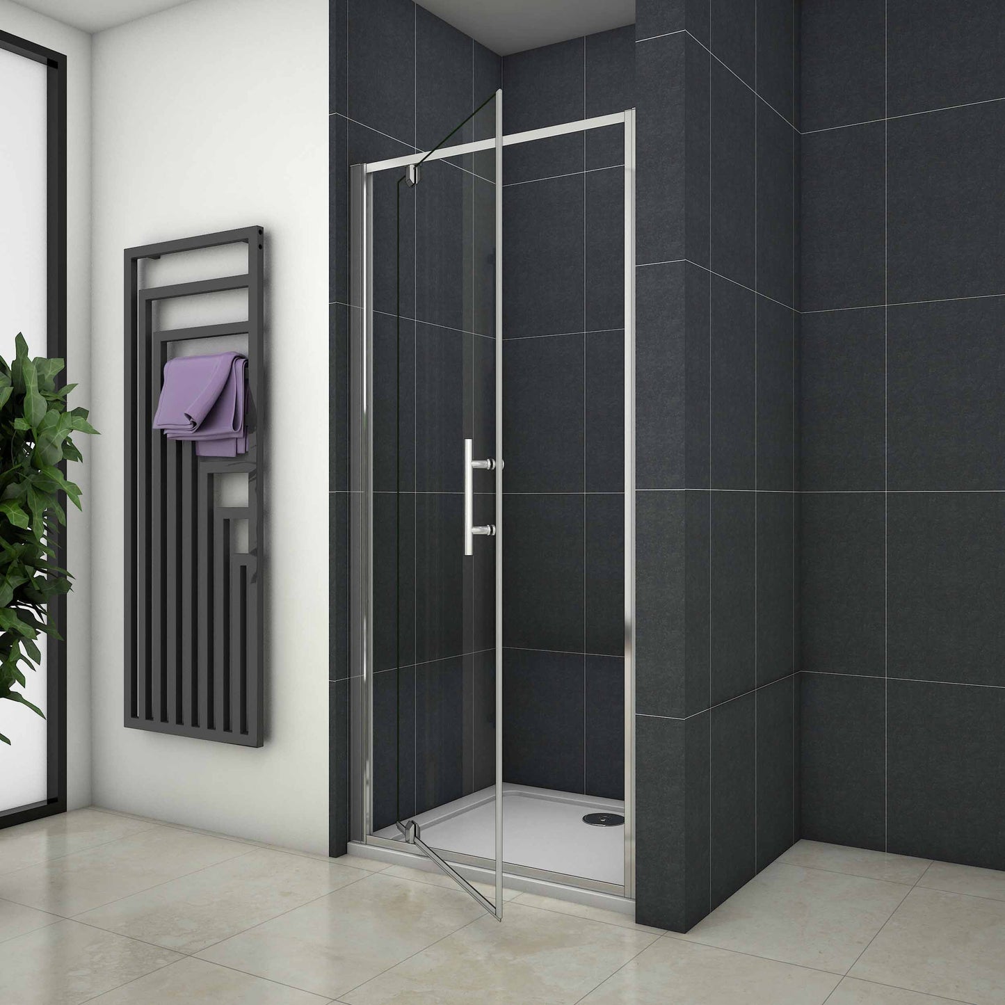 Mampara de Ducha Puerta Abatible 6 MM Cristal Templado