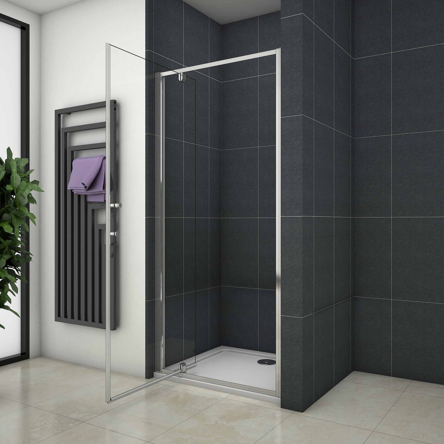 Mampara de Ducha Puerta Abatible 6 MM Cristal Templado