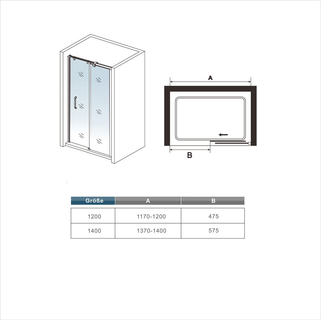 Mamparas de Ducha Puerta Corrediza cristal vidrio templado 8mm Easyclean