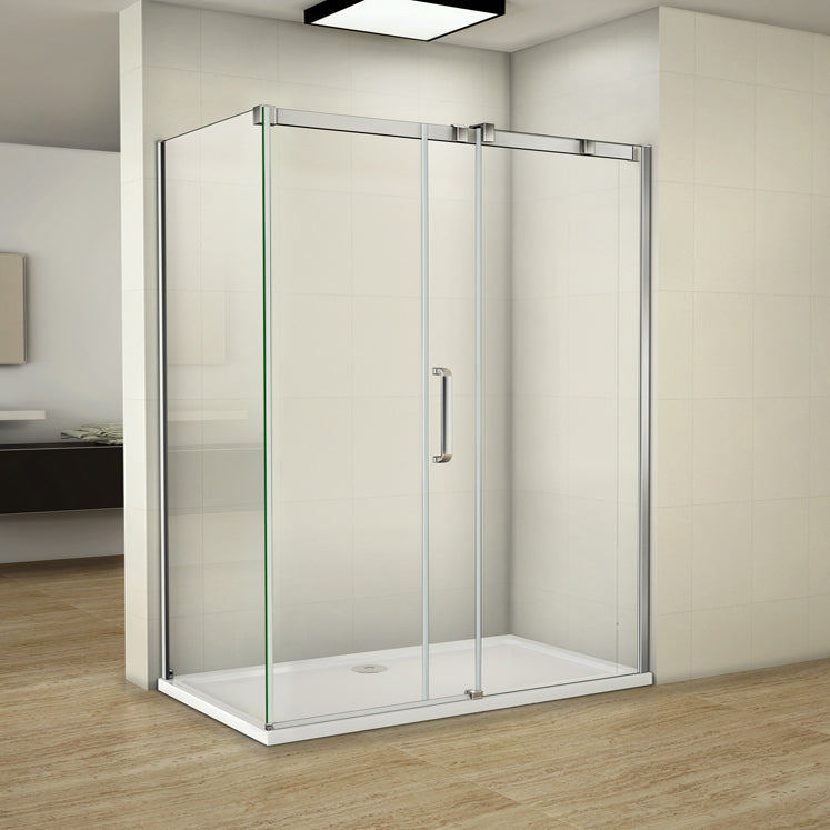 Mamparas de Ducha Puerta Corrediza cristal vidrio templado 8mm Easyclean 140x90cm Incluido