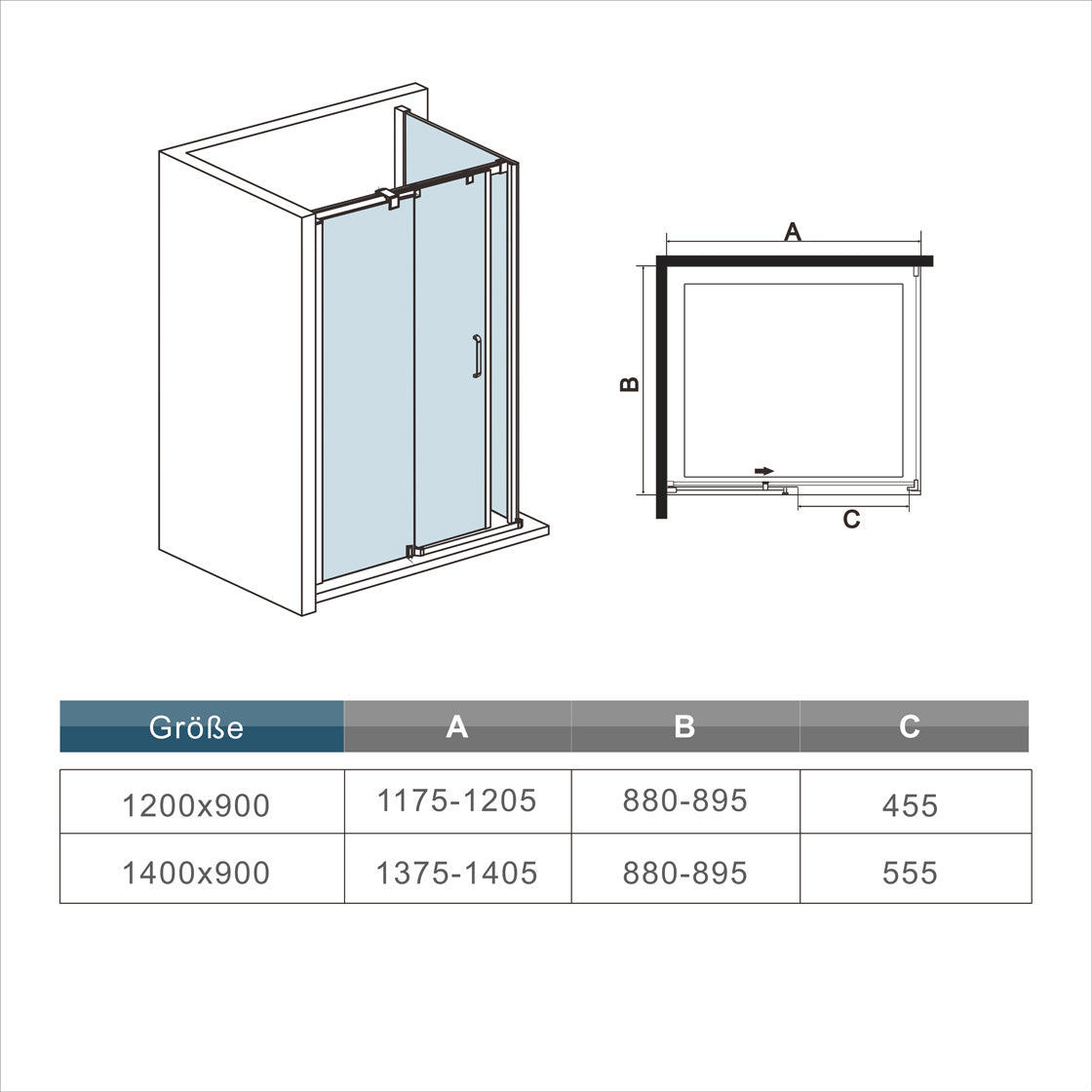 Mamparas de Ducha Puerta Corrediza cristal vidrio templado 8mm Easyclean