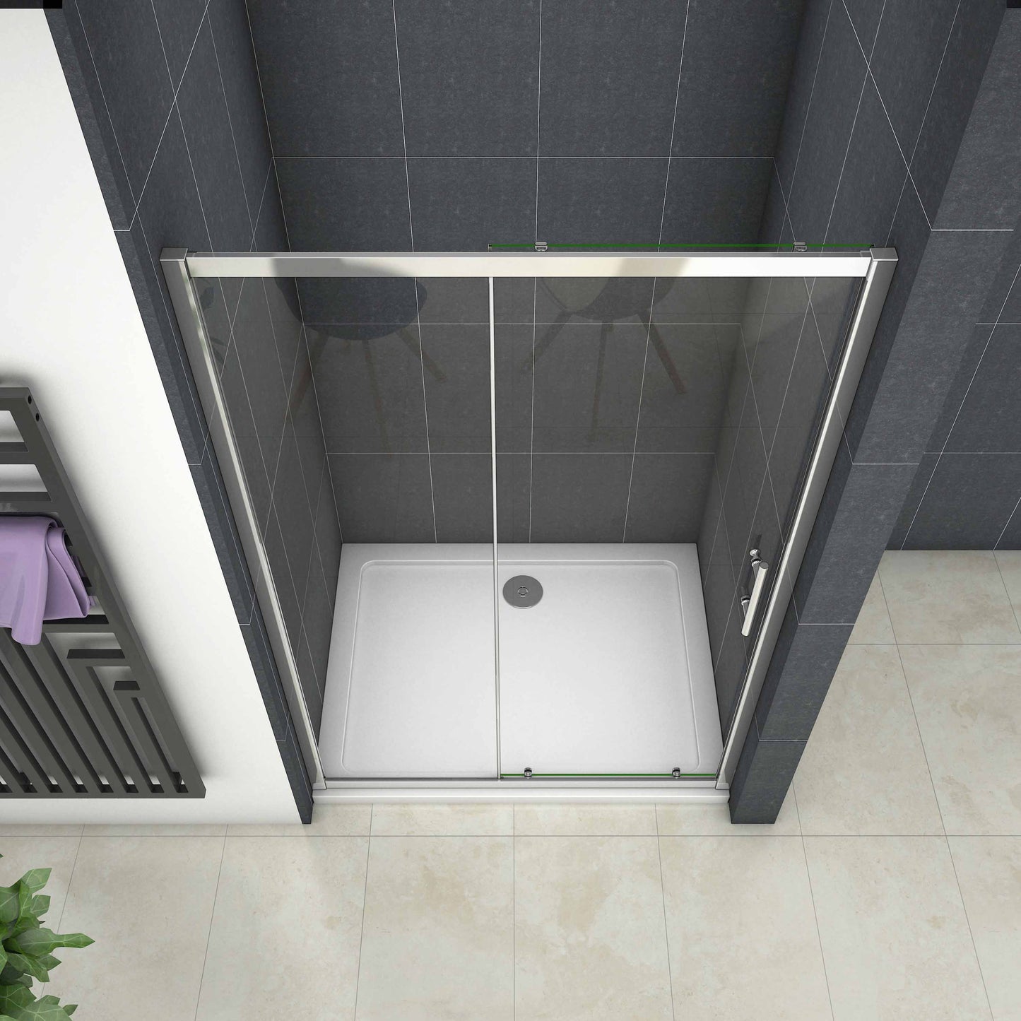 Mampara de Ducha Puerta Corredera vidrio 5mm templado transparente