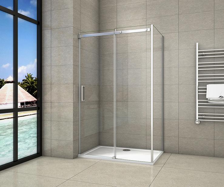 Mampara de ducha frontal con un panel lateral , mampara de 8 mm Easy Clean Cristal templado