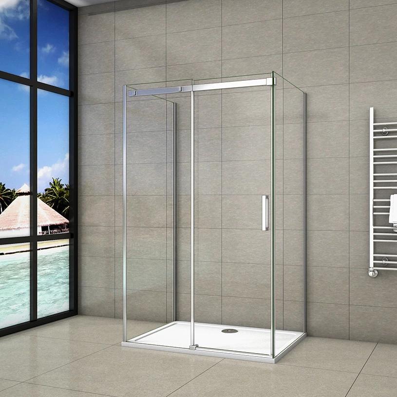 Mampara de ducha en forma de U EX412 - 120 x 80 x 195 cm - cristal NANO de  8 mm - incluye plato de ducha