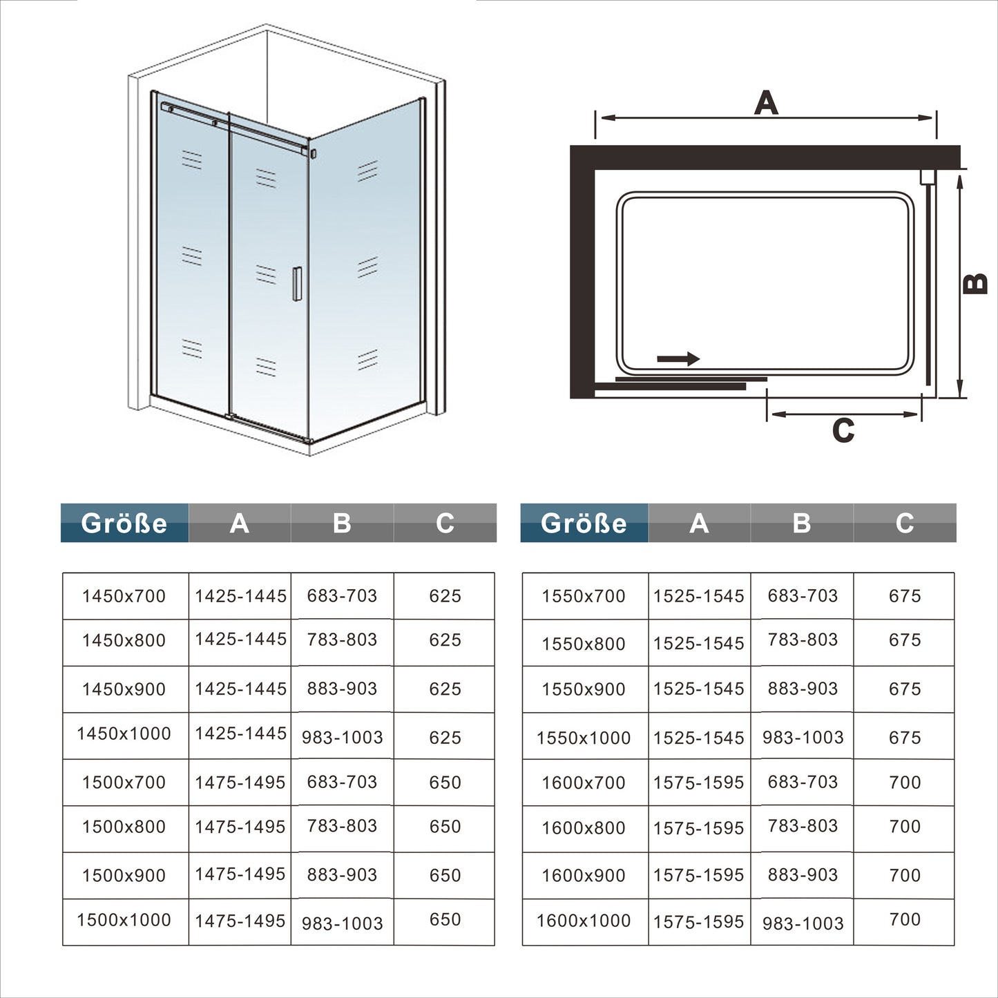 Mamparas de Ducha Corrediza cristal templado 6mm