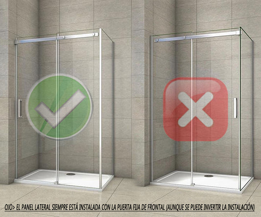 Mampara de ducha frontal con un panel lateral , mampara de 8 mm Easy Clean Cristal templado