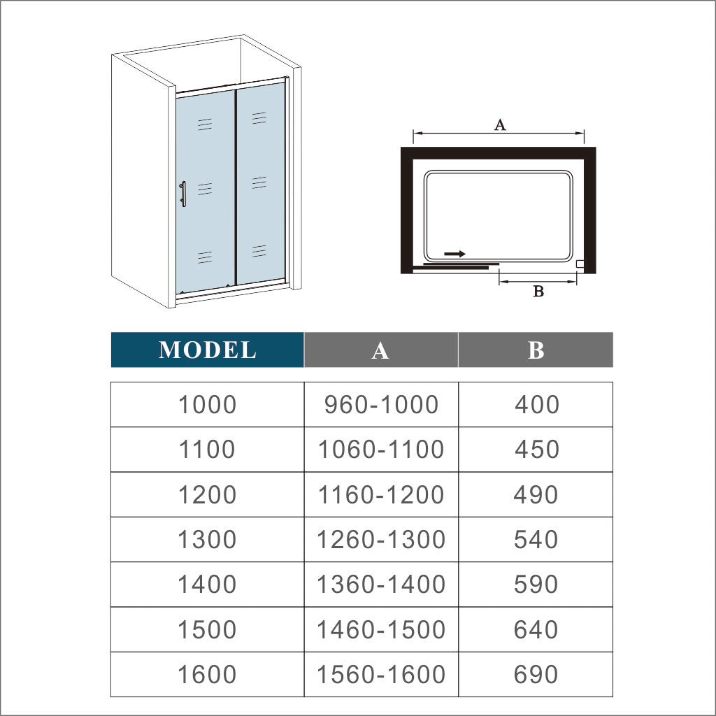 Mamparas de Ducha Corrediza cristal templado 5mm