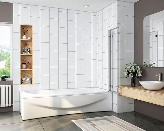 Mamparas de Bañera Biombo Plegable Cristal 6mm 3 veces plegable