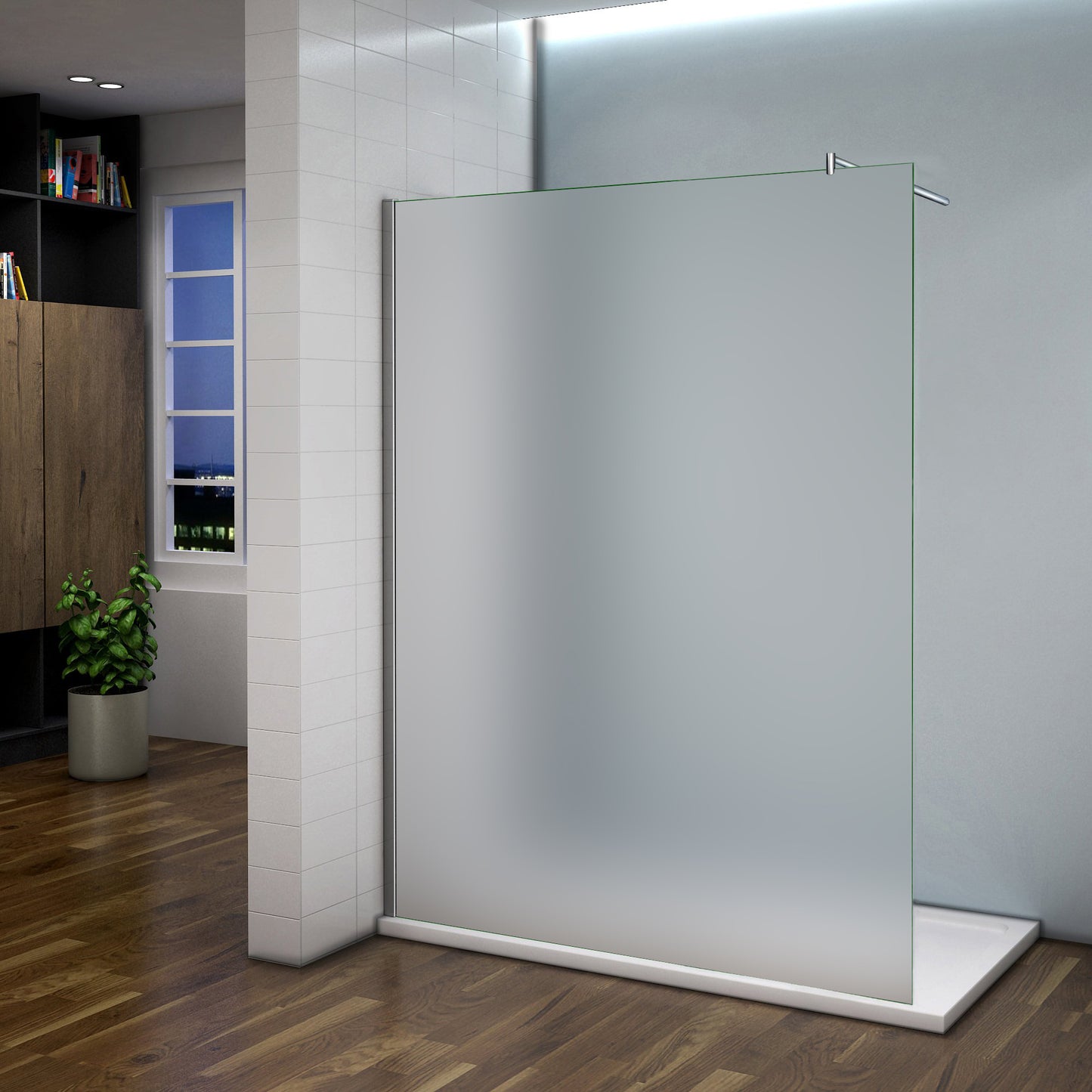 Mamparas de Ducha Panel Fijo Cristal esmerilado Antical 8mm - Barra 90/140cm